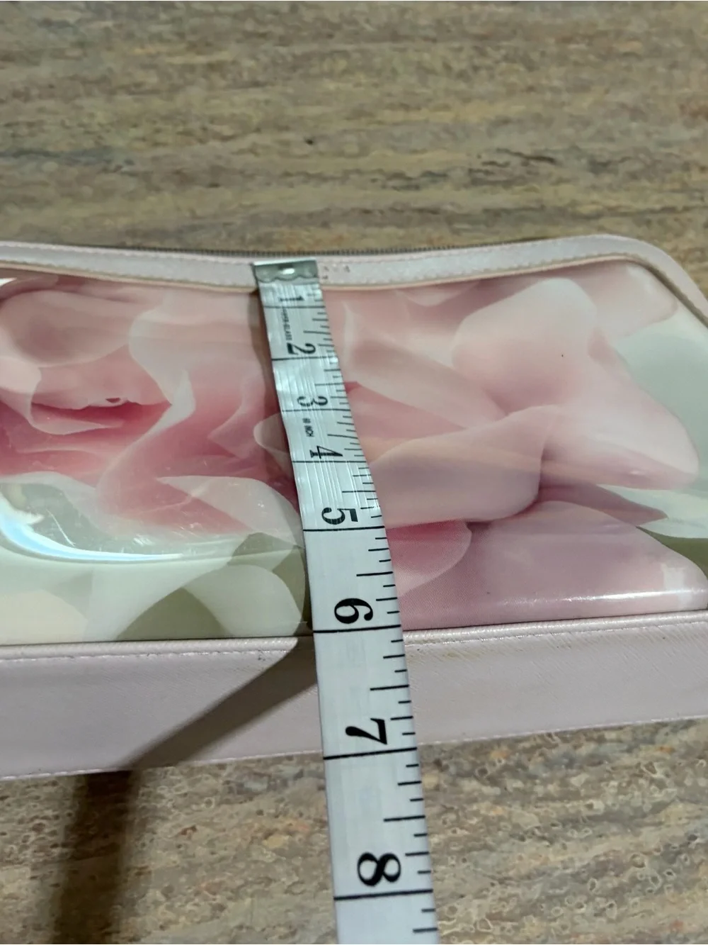 Ted Baker Pink Rose-Print Cosmetic Pouch with Rose Gold Trim